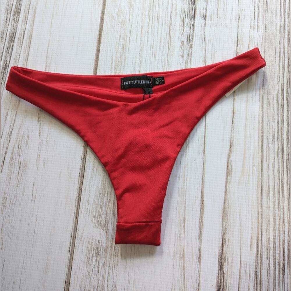 Pretty Little Thing Red Very Cheeky Bikini Bottoms Sz 6 New With Tag